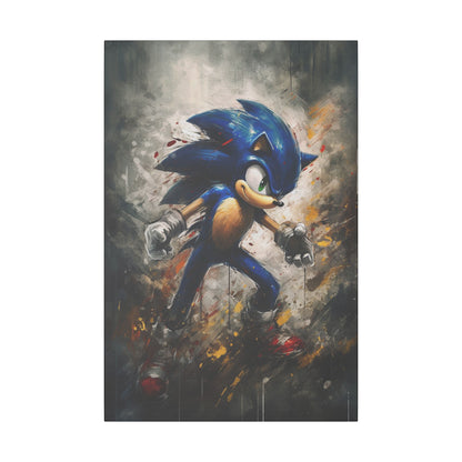 "Sonic the Hedgehog Watercolor Wall Art on premium canvas, acrylic, and metal – front view featuring iconic Sonic in vibrant watercolor design"


