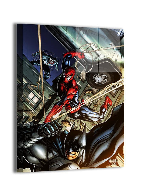 Spider-Man & Batman Wall Art | Webs & Shadows | Snapping Turtle Gallery [variant_option1] Print, Premium Wall Art by Snapping Turtle Gallery