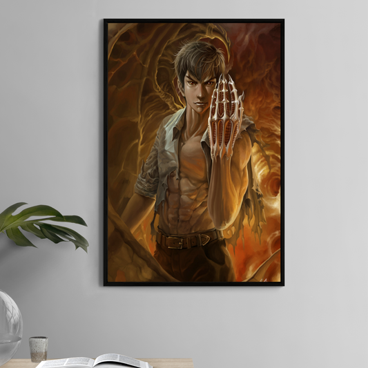 Nūbē from Hell Teacher Nūbē 11x17 anime print with fiery demon hand