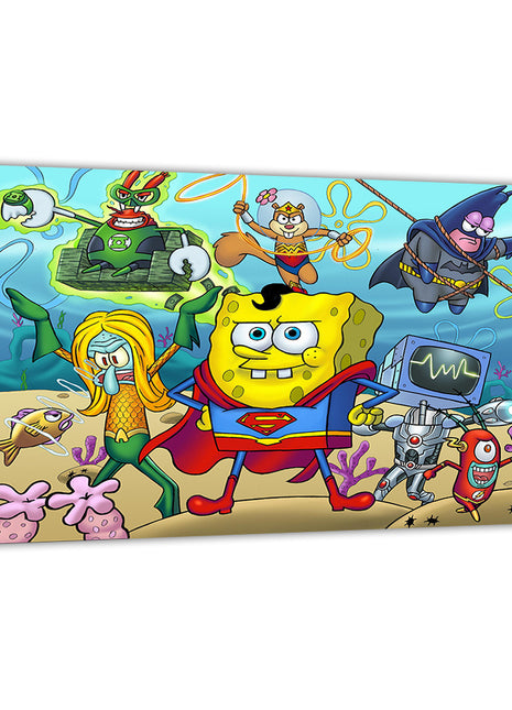 SpongeBob Justice League Art | Acrylic, Metal & Canvas [variant_option1] Print, Premium Wall Art by Snapping Turtle Gallery