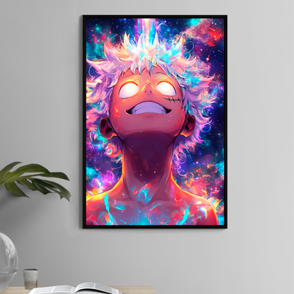  Luffy 11x17 poster with glowing cosmic energy and galaxy transformation – Snapping Turtle Gallery