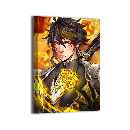 Stoneheart Guardian Wall Art Canvas Print – Zhongli Genshin Impact by Emmanuel