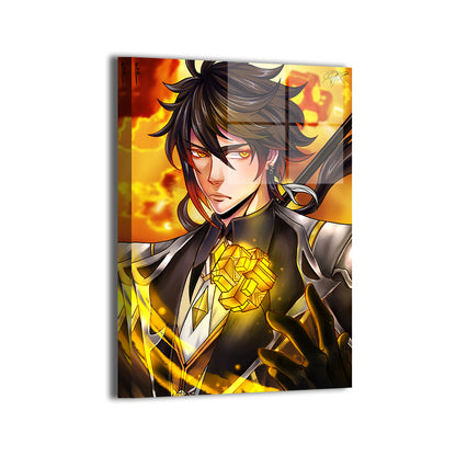 Stoneheart Guardian Wall Art Metal Print – Zhongli Genshin Impact by Emmanuel