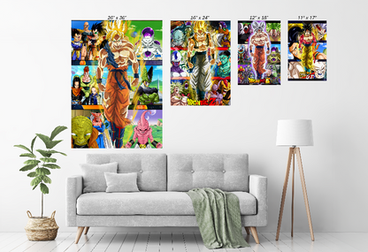 Super Saiyan Goku and DBZ villains collage – Full Set acrylic anime print