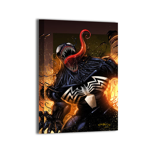 16x24 canvas of Venom transformation scene with dramatic texture