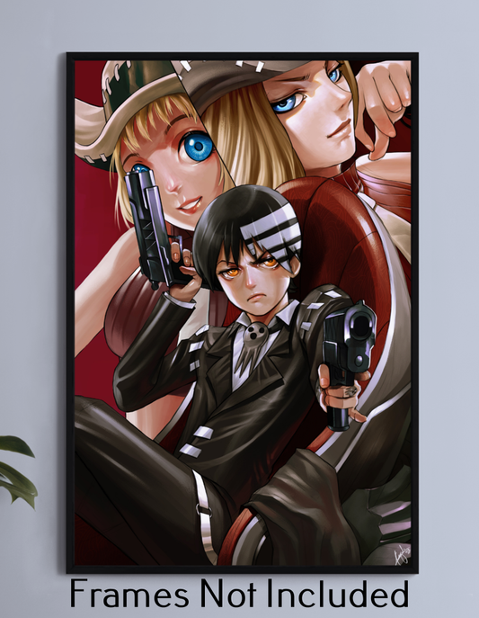 Death the Kid and Thompson Sisters Anime Print – 11x17 Wall Art Poster from Soul Eater