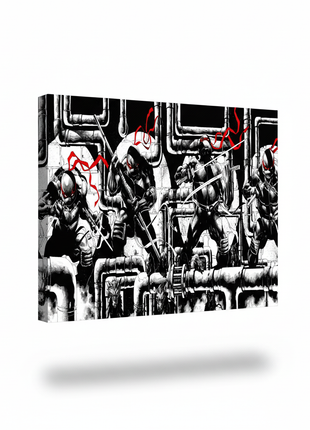 TMNT Wall Art | Ninja Turtles B&W Red Acrylic, Metal & Canvas Print - Snapping Turtle Gallery