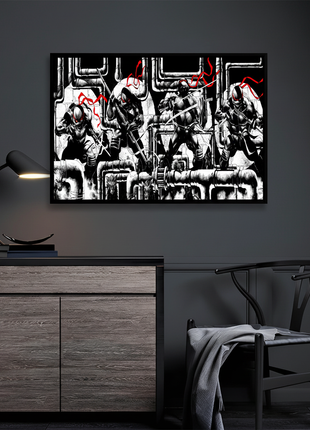 TMNT Wall Art | Ninja Turtles B&W Red Acrylic, Metal & Canvas Print - Snapping Turtle Gallery