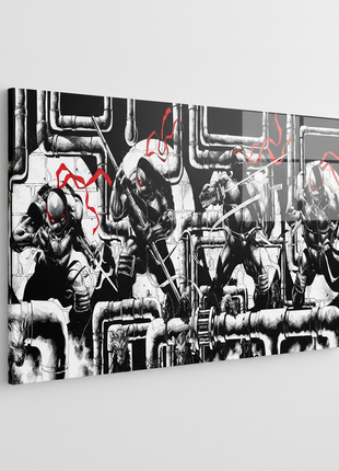 TMNT Wall Art | Ninja Turtles B&W Red Acrylic, Metal & Canvas Print - Snapping Turtle Gallery