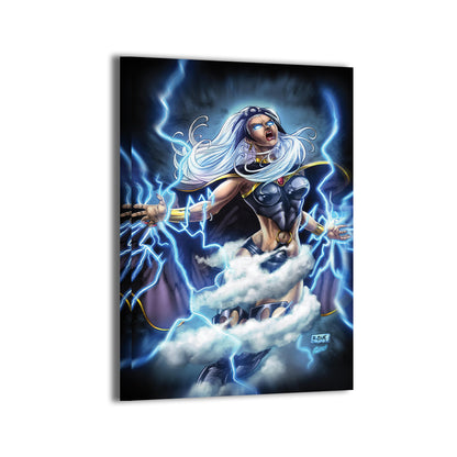 Canvas—dynamic Storm portrait wreathed in blue lightning.