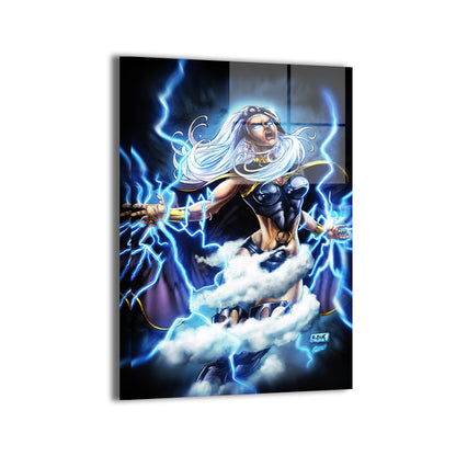 Metal—sleek metallic finish; Storm commanding a tempest.