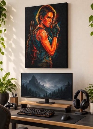 The Last Stand Ellie canvas wall art in a bright gaming room