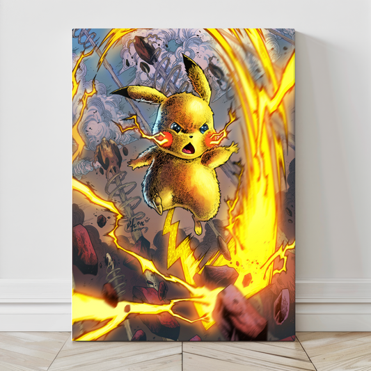 24x36 electric-type Pikachu canvas wall print with storm energy