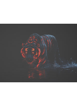 Tiger Red Stripes Art | Acrylic, Metal & Canvas - Snapping Turtle Gallery