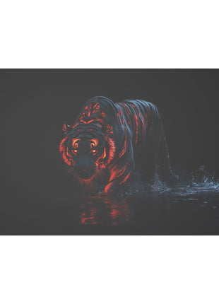 Tiger Red Stripes Art | Acrylic, Metal & Canvas - Snapping Turtle Gallery