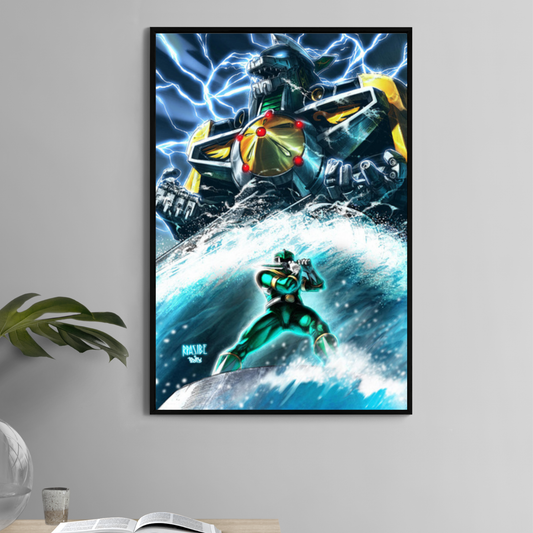 11x17 Green Ranger and Dragonzord art print by Ryan Pasibe