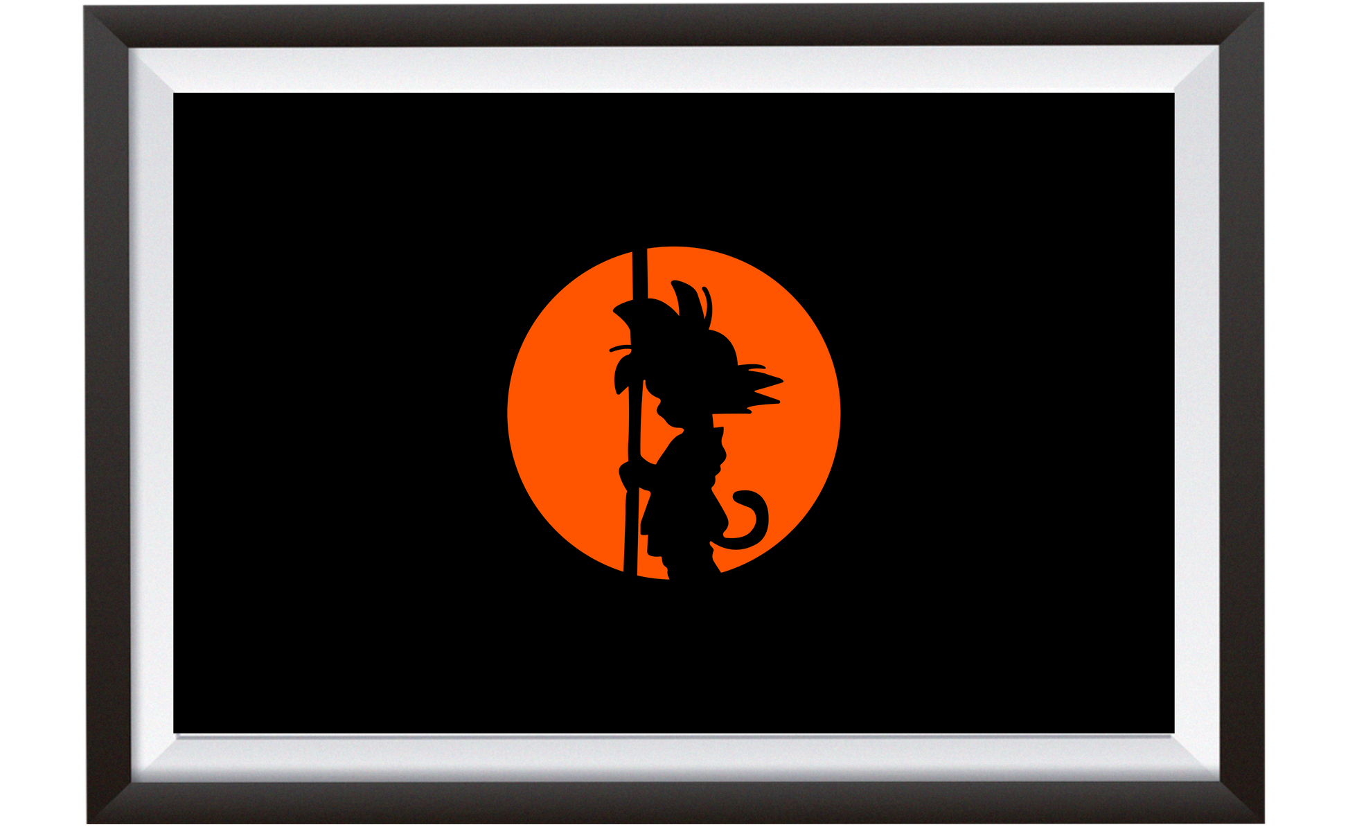 Alt: Iconic silhouette anime wall art of Kid Goku – 24x36 canvas

