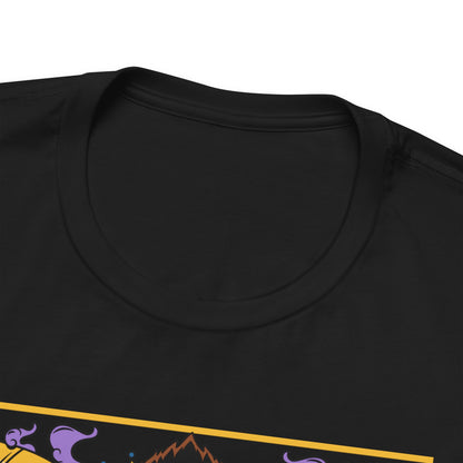 Alt: Saiyan King Throne Anime Shirt on black, close-up of design, high-quality anime print by Snapping Turtle Gallery


