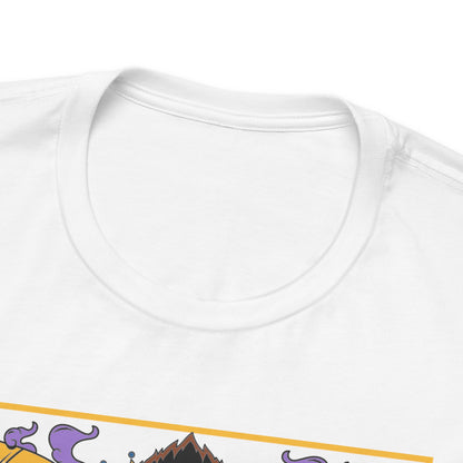 Alt: Saiyan King Throne Anime Shirt on white, close-up of design, high-quality anime print by Snapping Turtle Gallery

