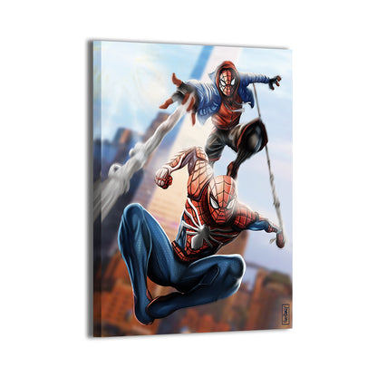 Twin Webs Wall Art Canvas Print – Spider-Man & Miles Morales by Ray Dash