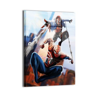 Twin Webs Wall Art Metal Print – Spider-Man & Miles Morales by Ray Dash