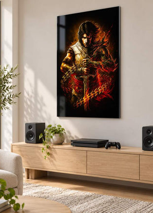 Two Thrones Divided Prince and Dark Prince metal wall art in a bright media room