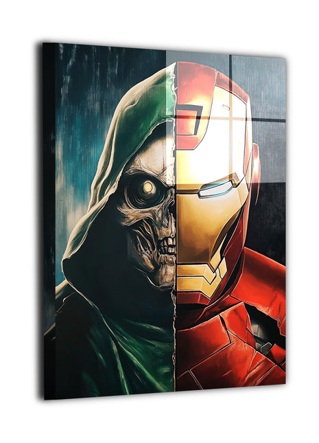 Tyrant vs Genius Original artwork featuring Doctor Doom battling Iron Man, Marvel wall art.