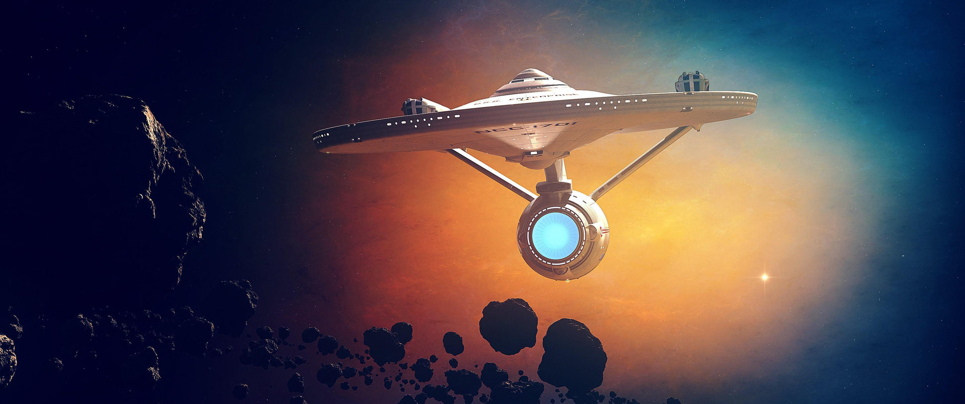 Modern living room featuring The Enterprise wall art as a bold centerpiece