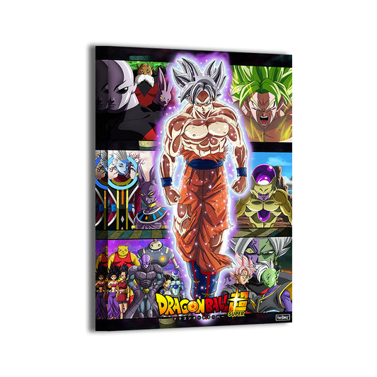 Goku Ultra Instinct and Dragon Ball villains wall art – 24x36 large canvas anime decor