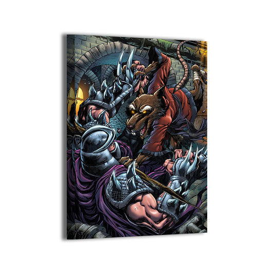 Vengeance Clash Wall Art Canvas Print – Splinter vs Shredder TMNT by Emil Cabaltierra