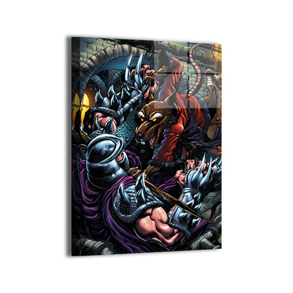 Vengeance Clash Wall Art Metal Print – Splinter vs Shredder TMNT by Emil Cabaltierra