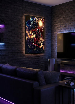 Voidborn Ravager Cosmic Carnage Marvel wall art displayed in a gaming room