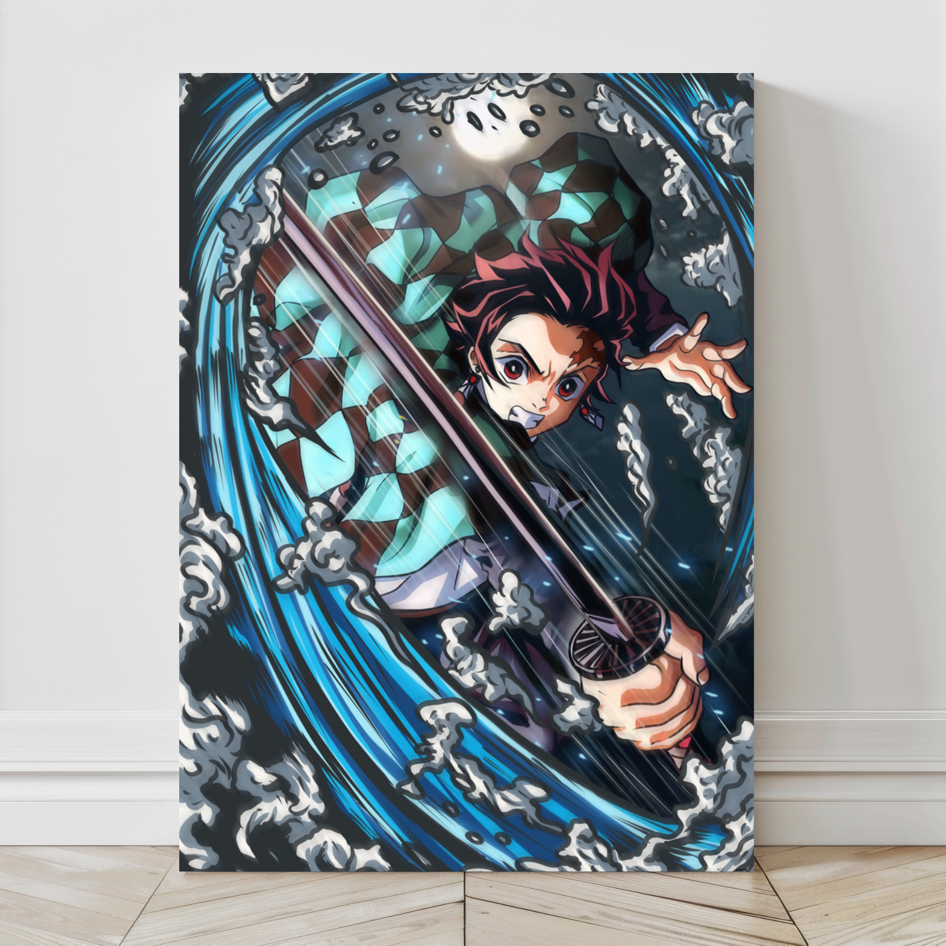 Water Breathing Fury Wall Art Canvas Print – Tanjiro Demon Slayer by Ray Dash