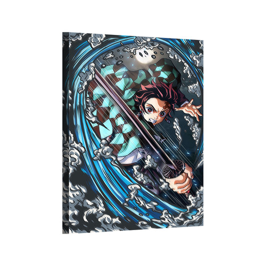 Water Breathing Fury Wall Art Canvas Print – Tanjiro Demon Slayer by Ray Dash