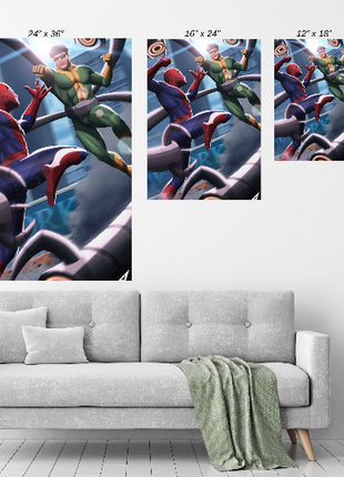 Spider-Man vs Doctor Octopus Metal print mockup