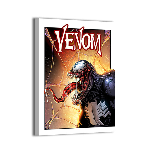 24x36 canvas print of Venom lunging in comic panel style artwork