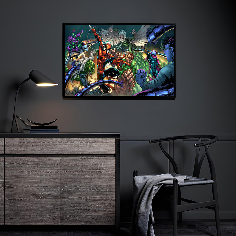 Web of Shadows Wall Art Room Mockup – Spider-Man Sinister Six by Keith Curtis & Nestor Redulla Jr.