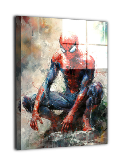 Spider-Man Watercolors Wall Art on premium canvas, acrylic, and metal – front view featuring dynamic watercolor design
