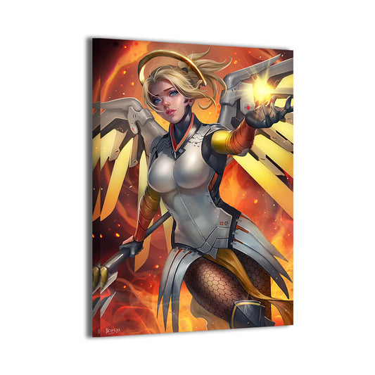 Wings of Salvation Wall Art Canvas Print – Mercy from Overwatch by Nopeys