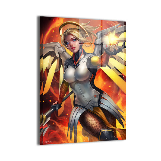 Wings of Salvation Wall Art Metal Print – Mercy from Overwatch by Nopeys