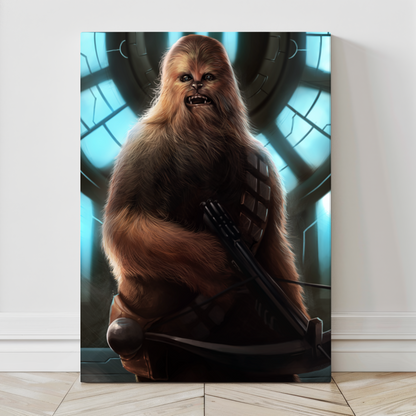 Large canvas print of Chewbacca in space corridor – 24x36 artwork