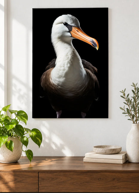 Bill of Distinction Wall Art, shown as frameless acrylic artwork above a walnut console against a white wall.