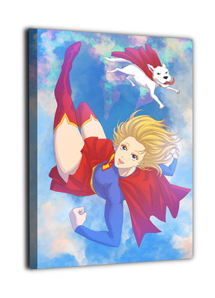 Supergirl & Krypto canvas wall art by Christian Pabustan