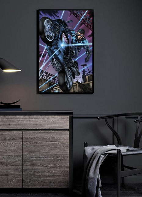 Acrobat on Motorcycle Nightwing acrylic wall art by Julius Abrera