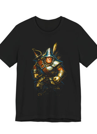 Front view of the black Adelbert Steiner Armored Knight Graphic T-Shirt.