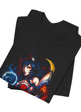 Folded view of the black Ahri Spirit Orb Graphic T-Shirt.