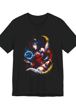 Front view of the black Ahri Spirit Orb Graphic T-Shirt.