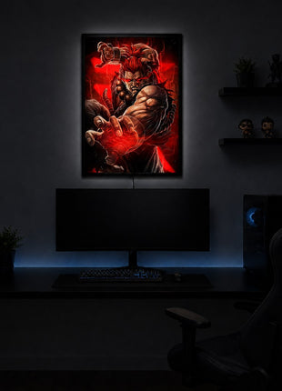 Akuma acrylic LED lightbox in a dark game room