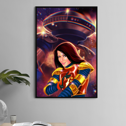 Alpha 5 wall art 11x17 print with Sandy Sellner in retro Power Rangers armor.