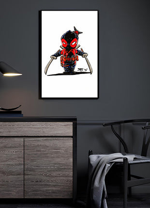 Anti-Hero Chibi Deadpool wall art — Marvel vertical print by Ceasar Muyuela, image 3.